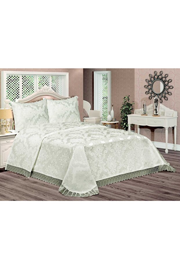 Cream French Laced Prestige Aden Double Bedspread Set