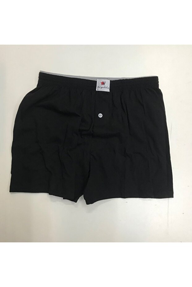 Plus Size Black Cotton Towel Waist Boxer