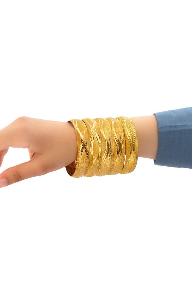 22 Ayar Altın Kaplama 1.5 Cm Şık Desen Bilezik - 1