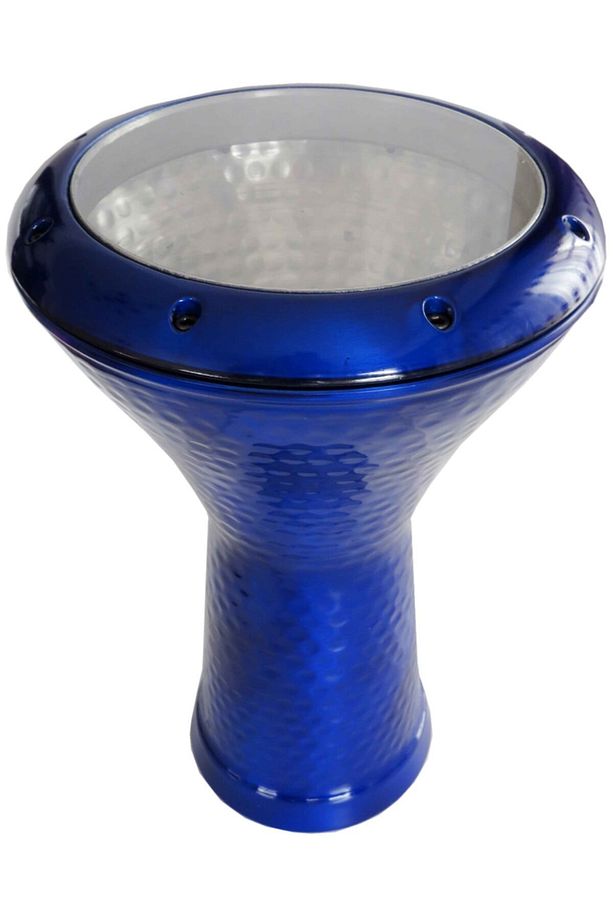Kılıf Hediyeli Profesyonel Mavi Çekiç Dövmeli Mısır Darbuka - 3