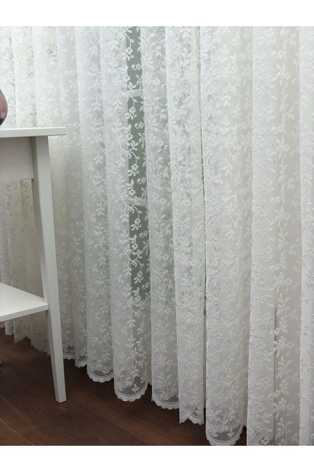 Özel Örme Dokulu Dantel Kruvaze Perde, 550x260, Kravuze, 1/4 - 6