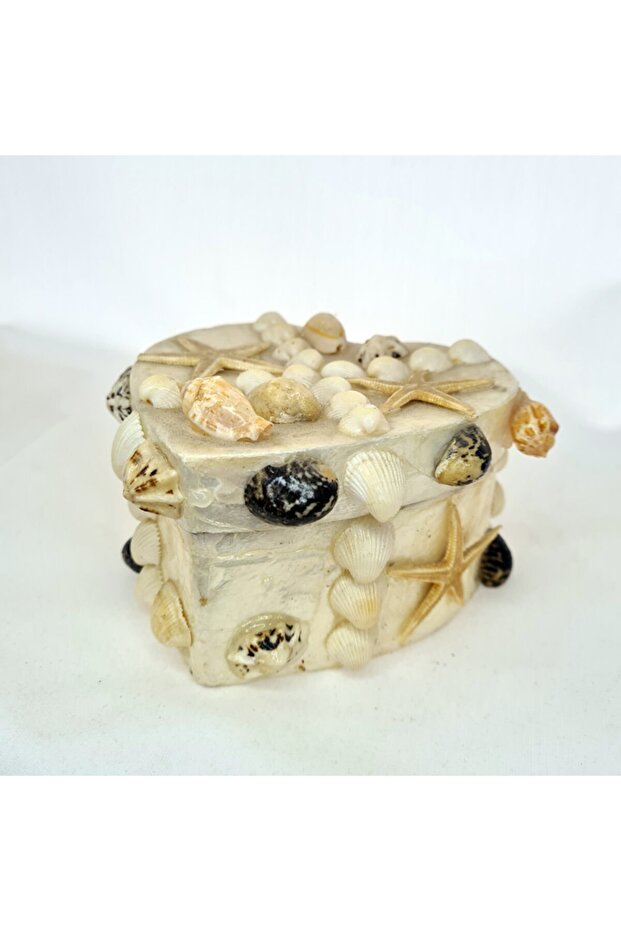 Medium Mother of Pearl Box-heart-mixed Shell