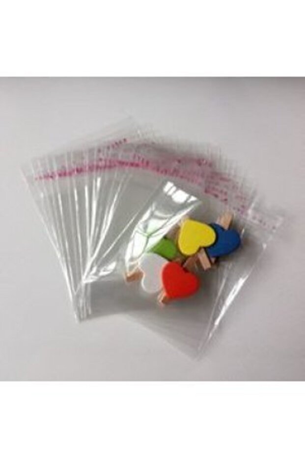 8x12 +5 Cm Şeffaf Bantlı Jelatin Torba - Yapışkanlı Poşet - 100 Adet - 5