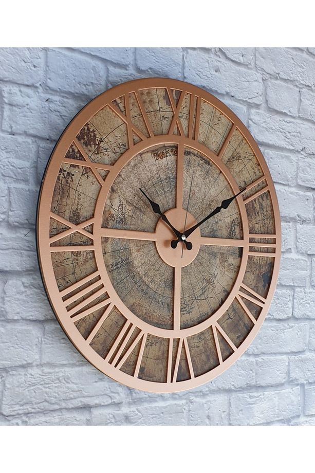 Eski Dünya Duvar Saati Bakır 80x80cm - 2