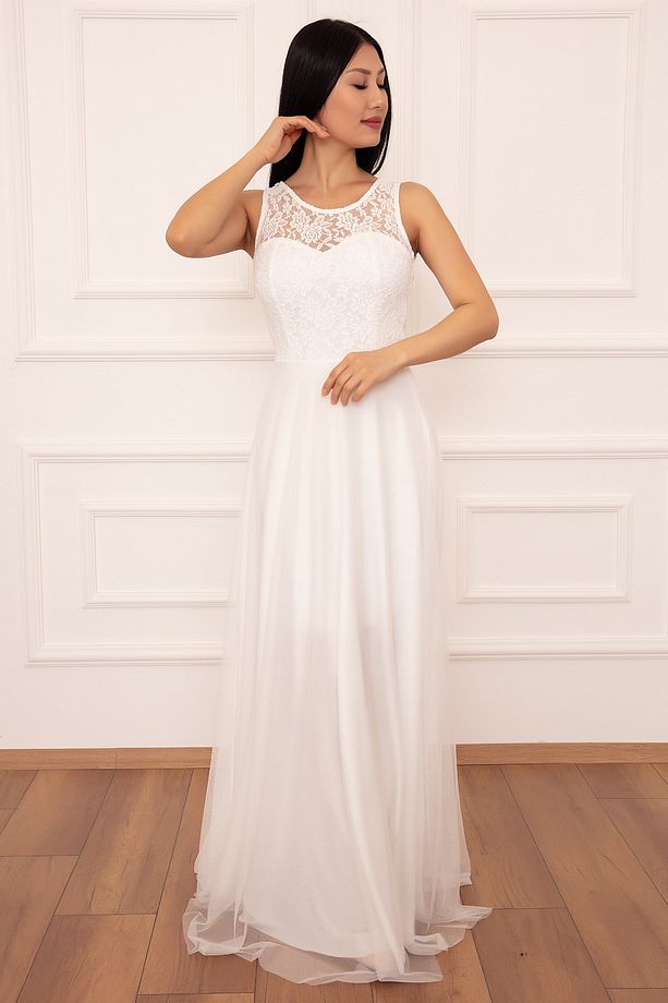 Metiy 3380-4 Dantel Ve Şifon Elbise - 1