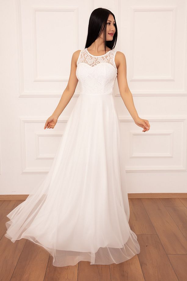 Metiy 3380-4 Dantel Ve Şifon Elbise - 3