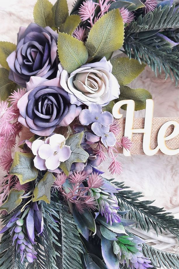 Mor Güllü Hello Kapı Süsü - Kapı Çelengi - 2