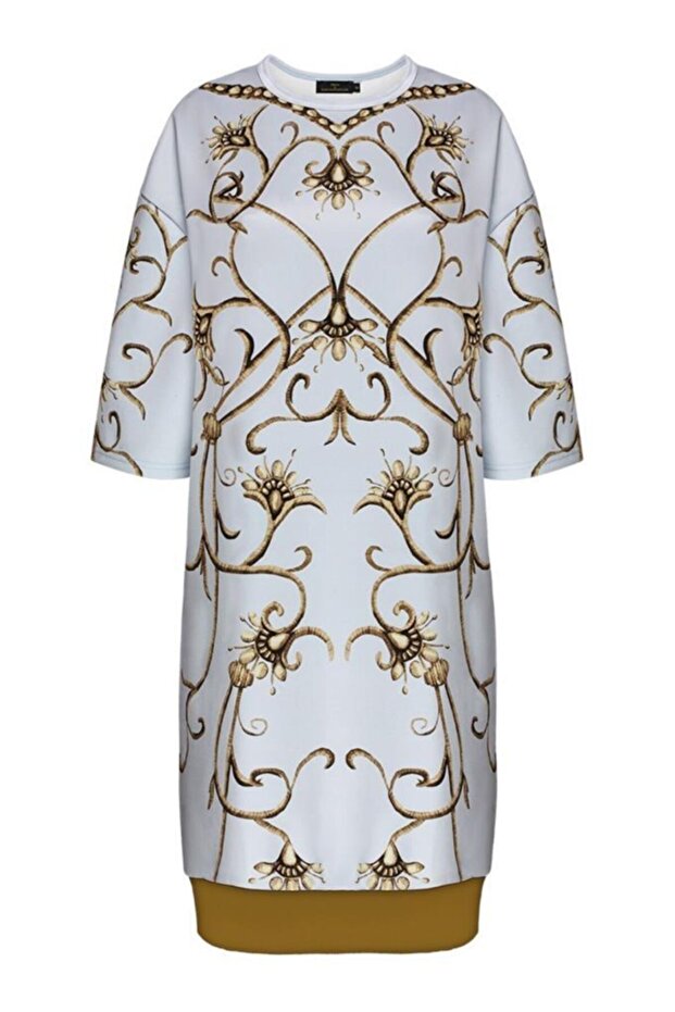 Gray Half Sleeve Monogram Dress