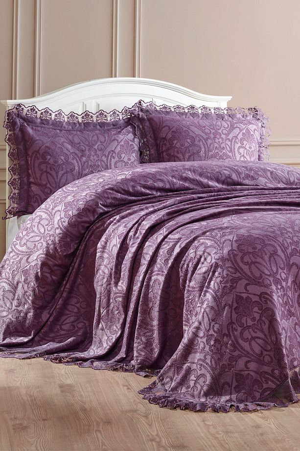 Violet Dantel Yatak Örtüsü (Mürdüm) - 1
