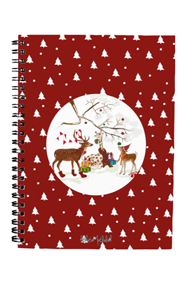Gift - N062 A5 Design Spiral Notebook - Red Deer New Year