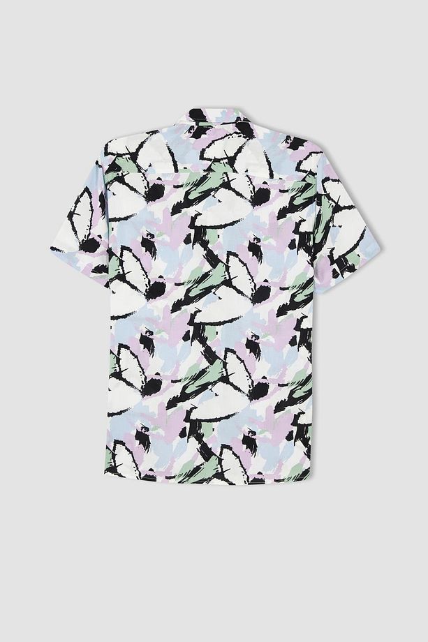 Coool Regular Fit Baskılı Poplin Kısa Kollu Hawaii Gömlek - 7