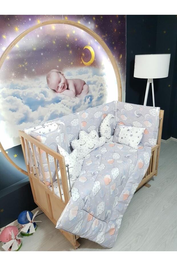 طقم نوم اطفال 60x120 نمط سحابة 9 قطع (سرير غير متضمن)
