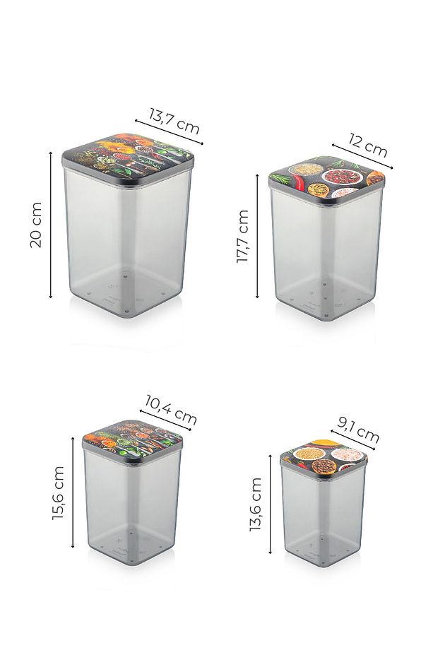 16lı Mono Erzak Saklama Kabı Jumbo Set 4x(900 Ml, 1400 Ml, 2100 Ml, 3100 Ml) - 3