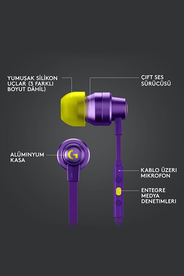 G G333 Kulakiçi Mikrofonlu Stereo Oyun Kulaklığı - Mor - 6