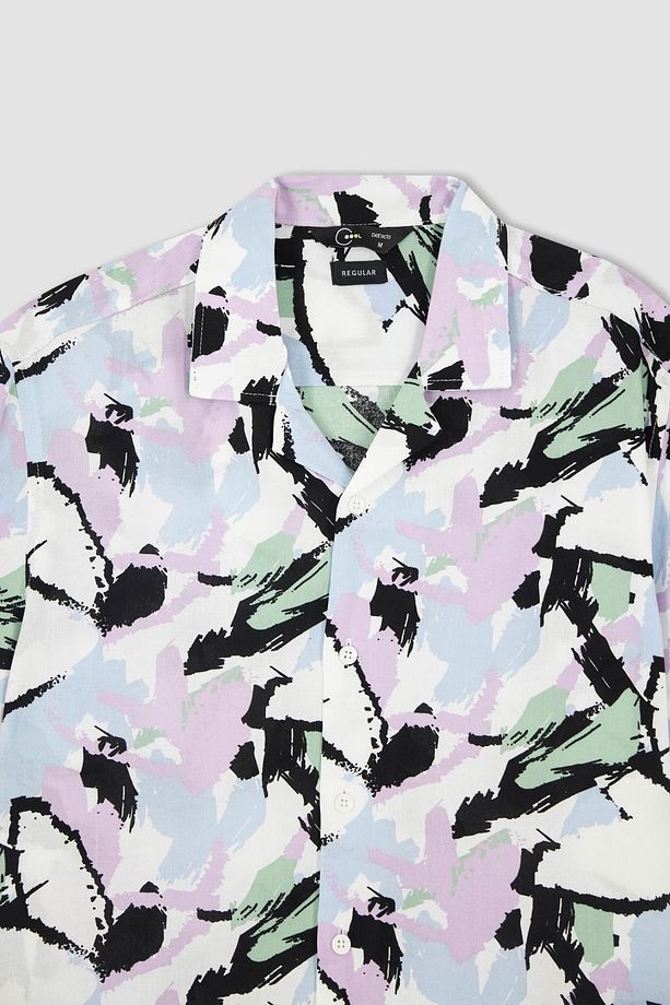 Coool Regular Fit Baskılı Poplin Kısa Kollu Hawaii Gömlek - 6