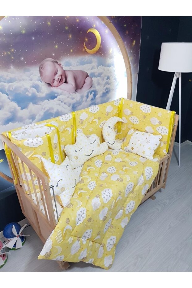طقم نوم اطفال 60x120 نمط سحابة 9 قطع (سرير غير متضمن)