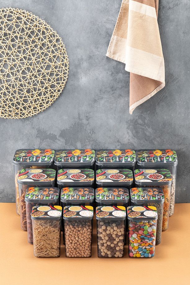 16lı Mono Erzak Saklama Kabı Jumbo Set 4x(900 Ml, 1400 Ml, 2100 Ml, 3100 Ml) - 2