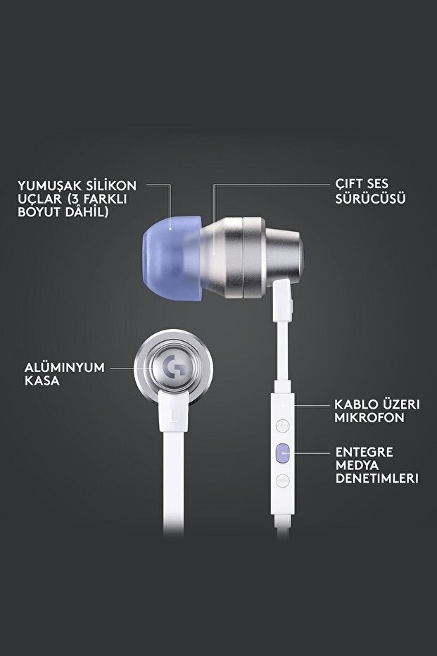 G G333 White Stereo Gaming Headset with Microphone - Earbuds - 6