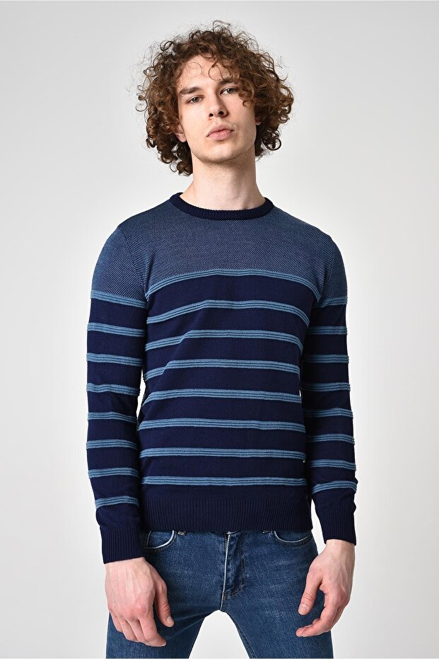 Ριγέ πουλόβερ (E22-5702) - 2