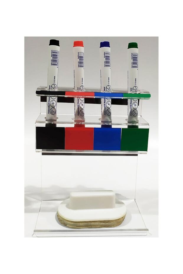 Writing Board Transparent Plexi Pen Holder with Eraser 4 Pieces