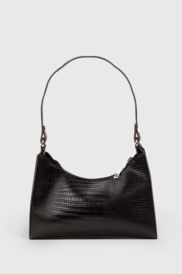 Women's Lizard Black Baguette Bag 195