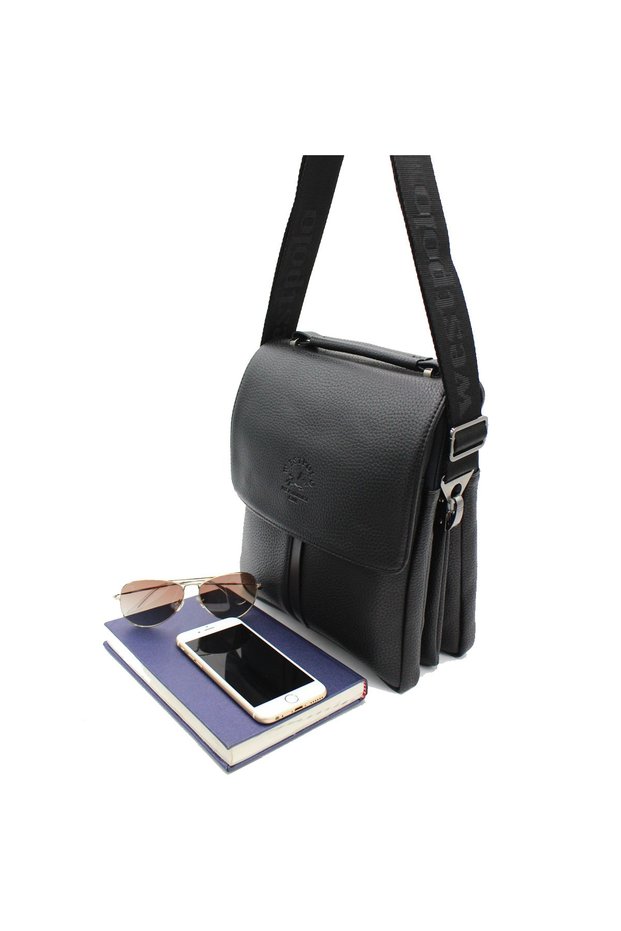 Men's Black Hand and Shoulder Strap Bag