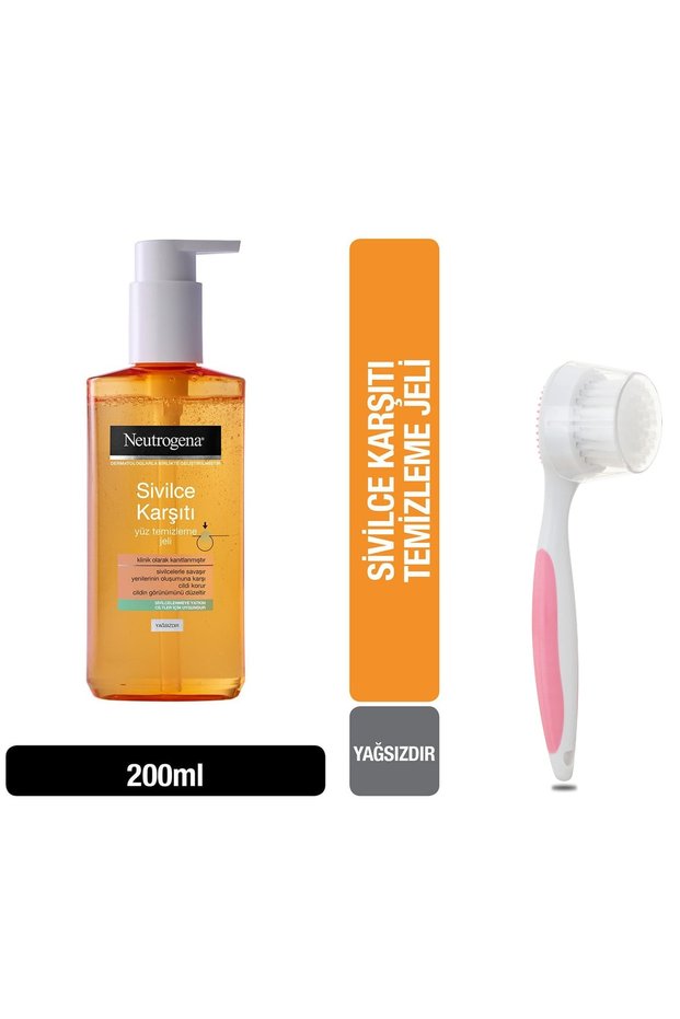 Anti-Acne Oil-Free Facial Cleansing Gel 200 ml Facial Brush with Massage Head