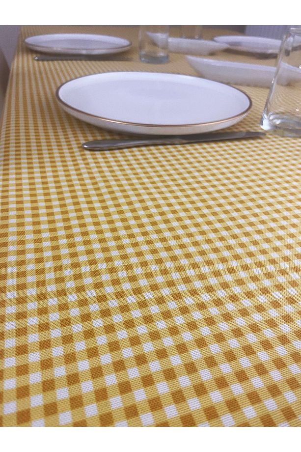 Sıvı Geçirmez Dertsiz Masa Örtüsü Mini Piti Kare Sarı - 6