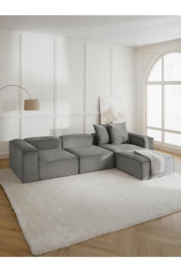 Relax Soft Standart 4 Modül Köşe Takımı (ANTRASİT) Kadife Babyface 27 - 1