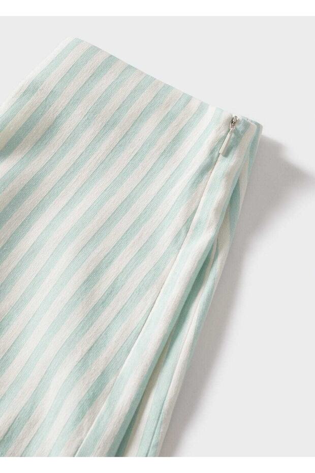 Çizgili Kumaş Şort - 5