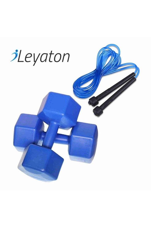 1kg X 2 Adet Dambıl Ve Atlama Ipi Kombin Seti Vinyl Kaplama Dumbell - 1