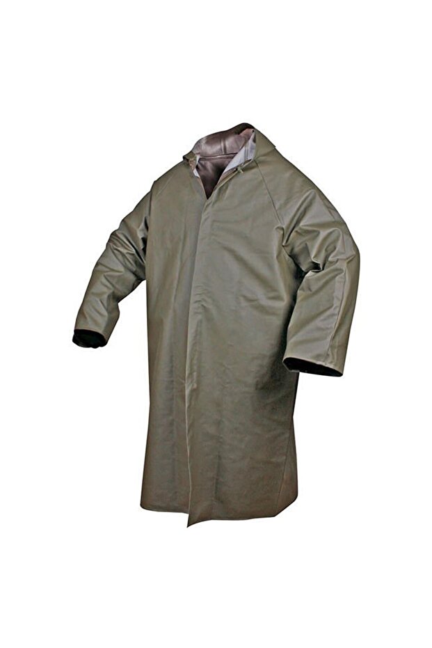 Fisherman Long Pvc Thick Fabric Hooded Raincoat Khaki