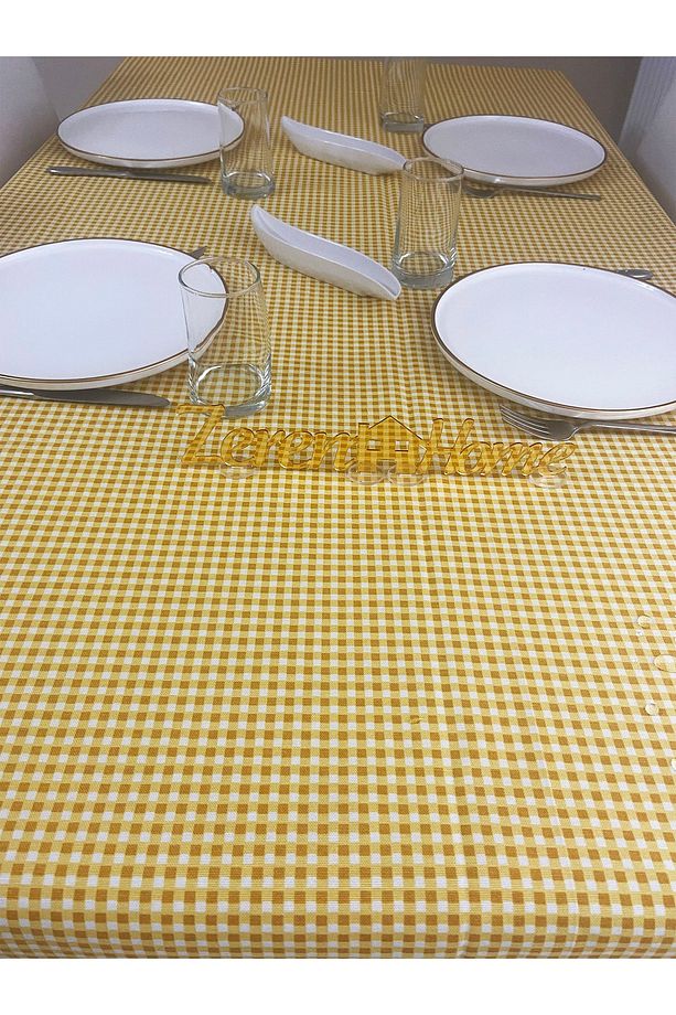 Sıvı Geçirmez Dertsiz Masa Örtüsü Mini Piti Kare Sarı - 2