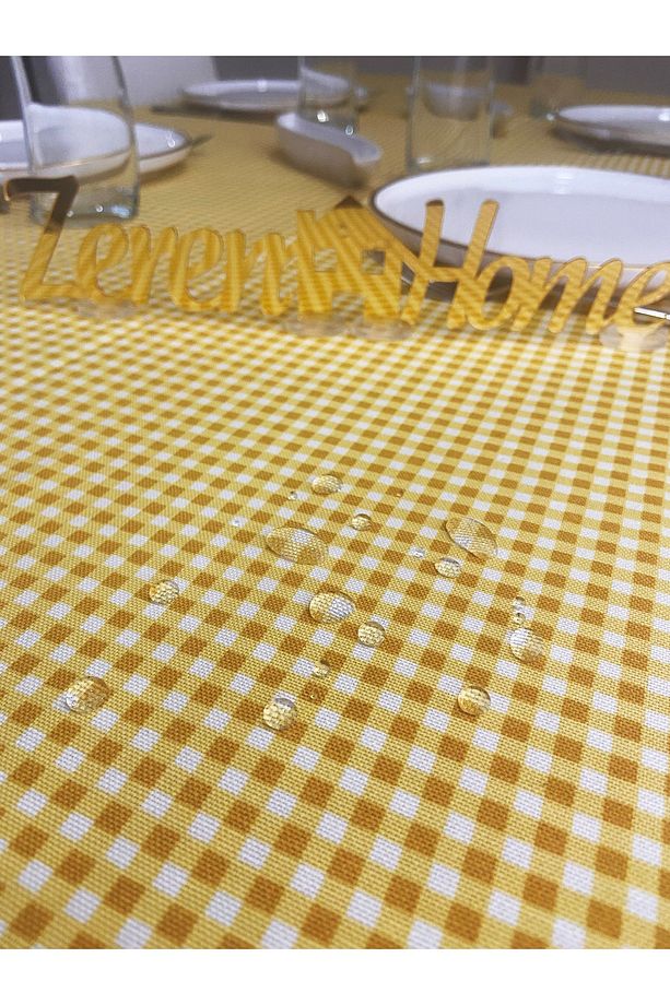 Sıvı Geçirmez Dertsiz Masa Örtüsü Mini Piti Kare Sarı - 5