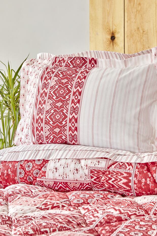 Pietra Kırmızı %100 Pamuk King Size Nevresim Takımı - 3