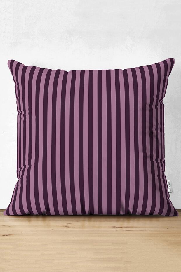 Light Dark Plum Colored Line Design Decorative Suede Pillow Throw Pillow Cover
