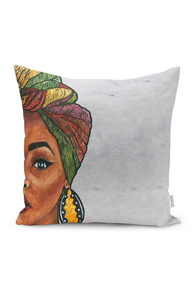 Digital Printed Suede Pillow Cushion Cover with Ethnic African Women's Design