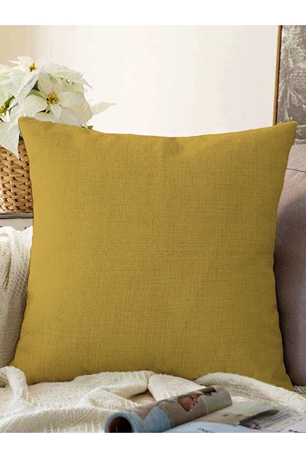 غطاء وسادة منسوج حديث بلون الخردل مطبوع رقميًا من راشيل