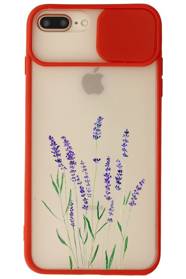 iPhone 7 Plus Red Camera Protected Sliding Lavender Printed Silicone Case