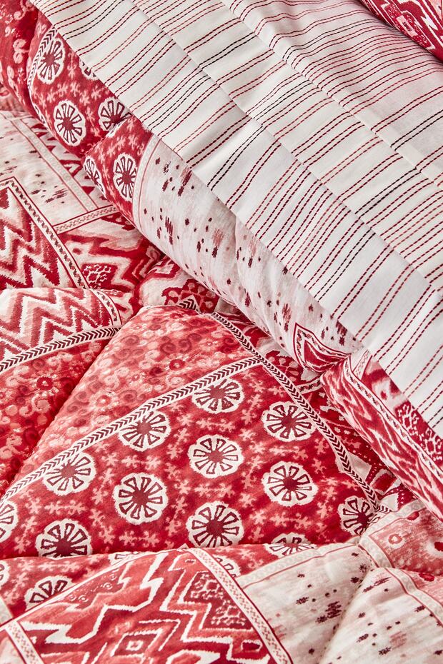 Pietra Kırmızı %100 Pamuk King Size Nevresim Takımı - 4