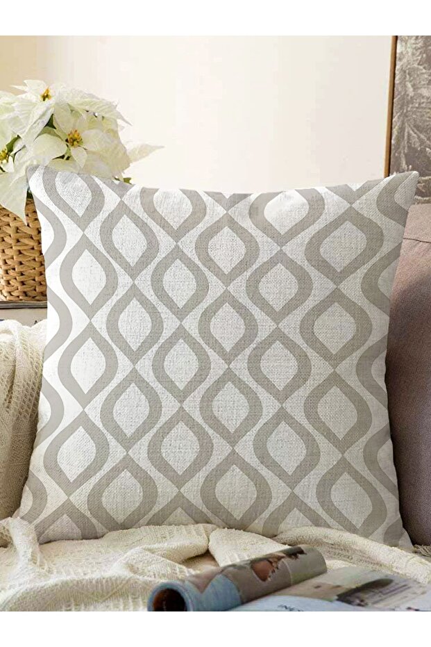 Cream Droplet Design Digital Printed Modern Raschel Knitted Pillow Throw Pillow Cover