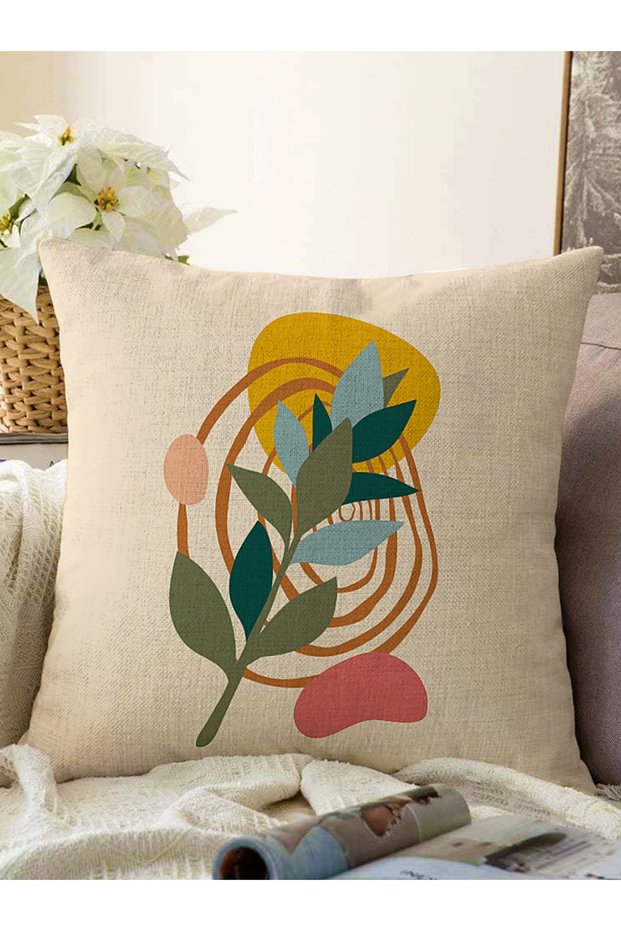 Abstract Colorful Tropical Leaf Design Decorative Raschel Knitted Pillow Throw Pillow Case