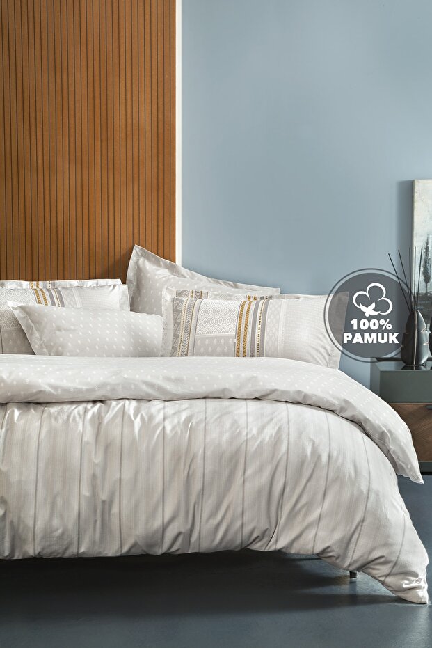 Pamena Ranforce Çift Kişilik Nevresim Seti - Gri - 1