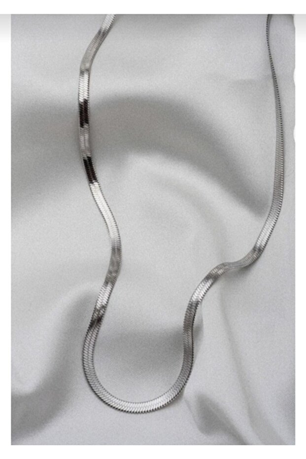 Women's Italian Crushed Flat Steel Chain Necklace