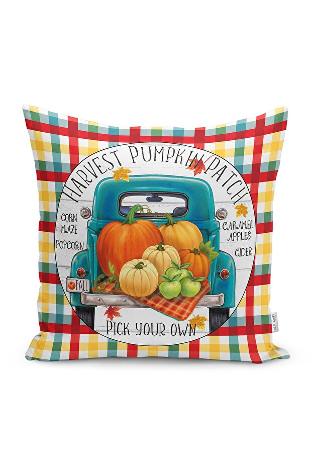 Colorful Plaid Special Design Pumpkin Motif Modern Pillow Throw Pillow Cover