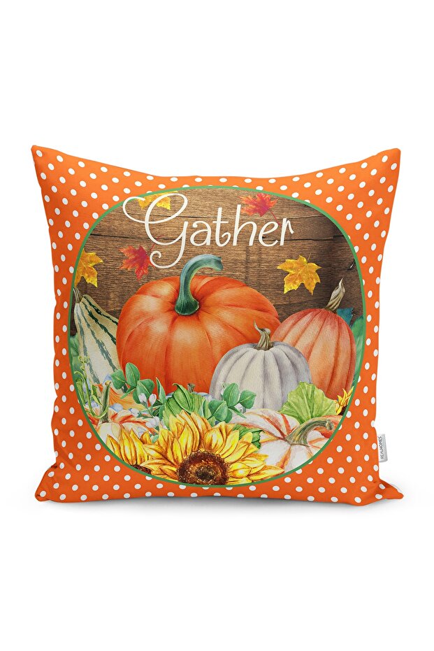Pumpkin Themed Orange Polka Dot Design Modern Suede Pillow Throw Pillow Cover