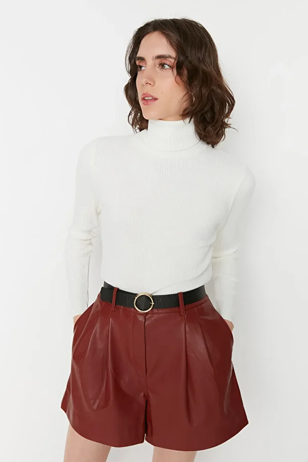Ecru Basic Turtleneck Sweater TWOAW21KZ1279 - 3