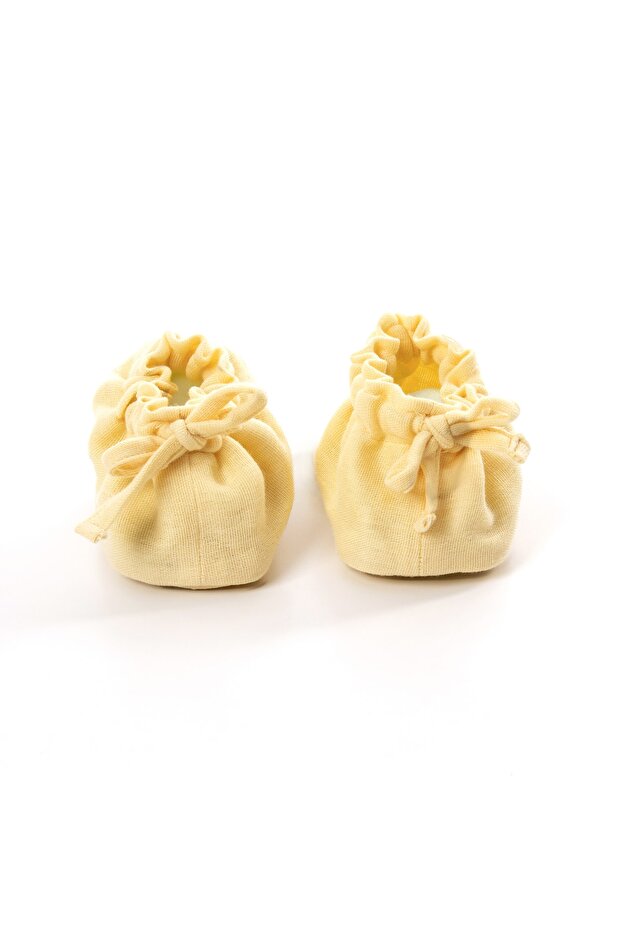 Organic Newborn Booties - Muslin - Lemon (0-6 MONTHS)