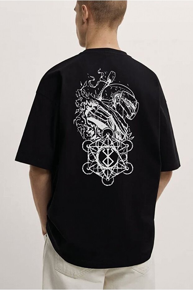 Anime Guts Berserk Printed Oversize Unisex Black T-shirt