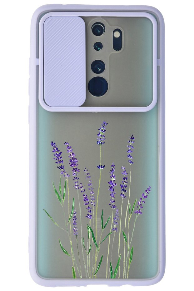 Xiaomi Redmi Note 8 Pro Compatible Lilac Camera Protected Sliding Lavender Printed Silicone Case